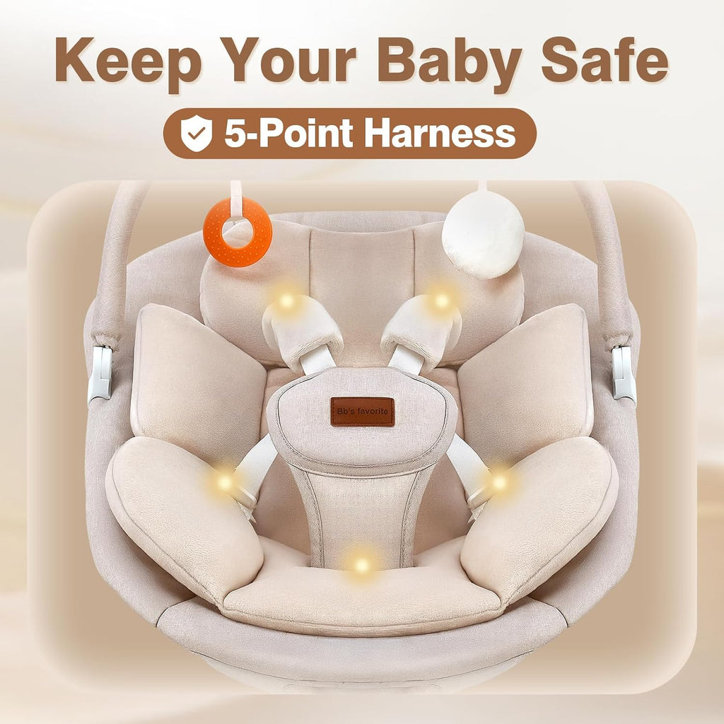 Swings for Infants Remote Control Bluetooth Music Speed Beige