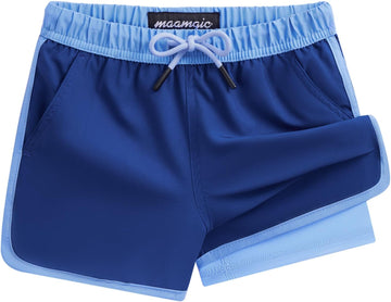 Boys Swim Trunks with Compression Liner Vintage Swim Shorts