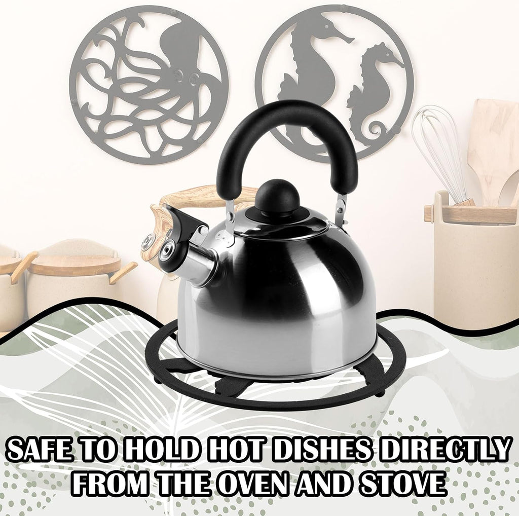 Cast Iron Trivets for Hot Dishes 7.9 Inch Metal Iron Trivets for Dutch Oven Wood Stove Hot Pots and Pans - Set of 3