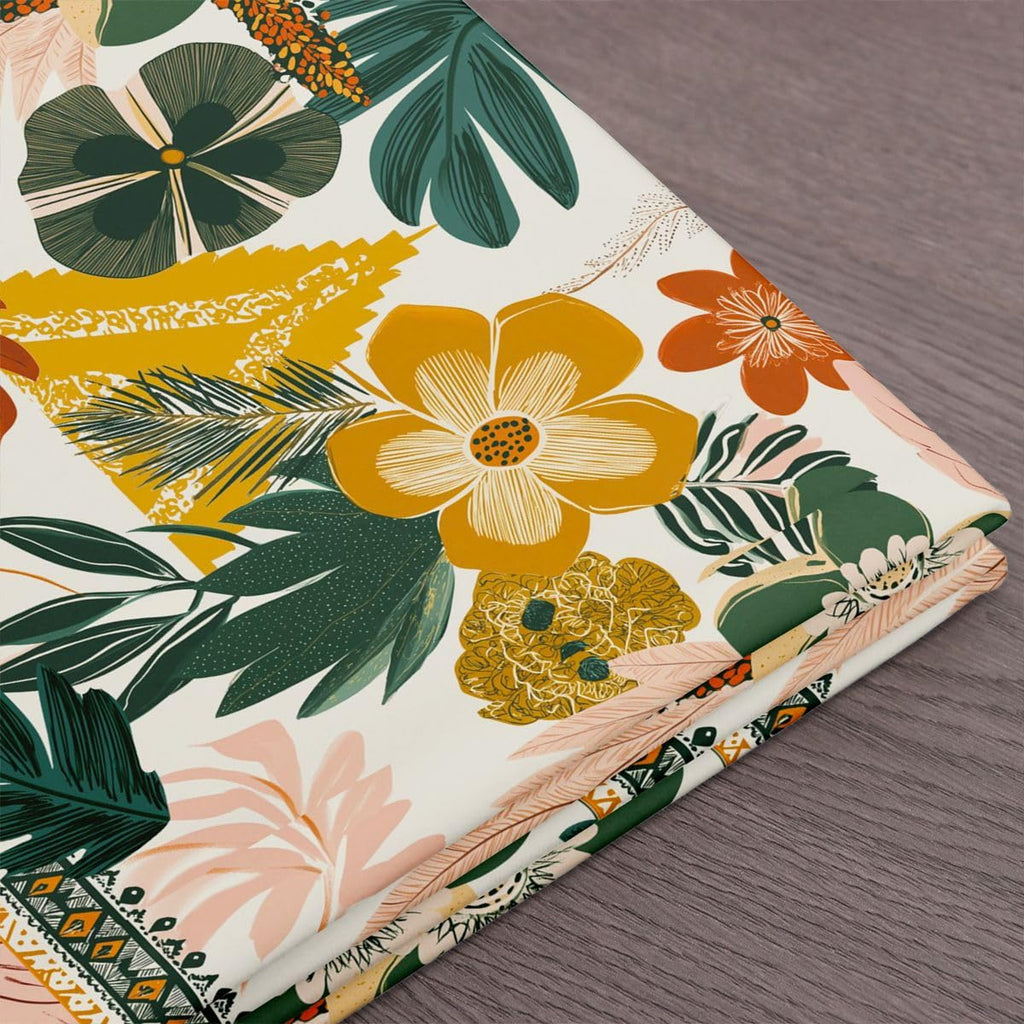 Bohemia Flower Fabric by The Yard, Colorful Tropical Floral Upholstery Fabric, Hawaii Palm Tree Indoor Outdoor