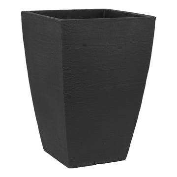 Modern Square Garden Planter, 19-Inches Tall, Black