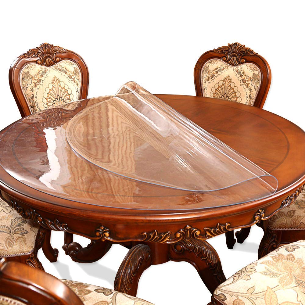 52 Inch Round Clear Dining Table Protector Tablecloth Cover Desk Top Pad Mat for Glass Furniture Study Coffee End Bed