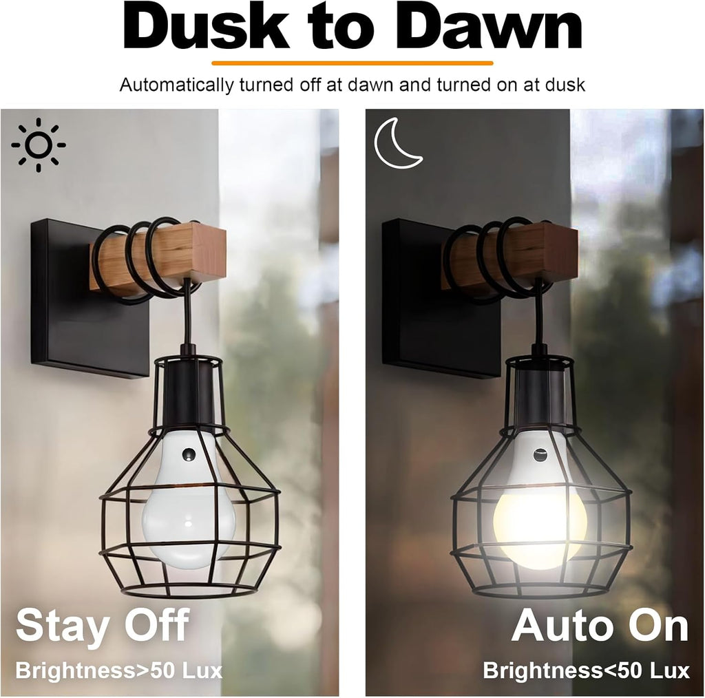 Dusk to Dawn Outdoor Light Bulb, Warm White 3000K, 4 Pack