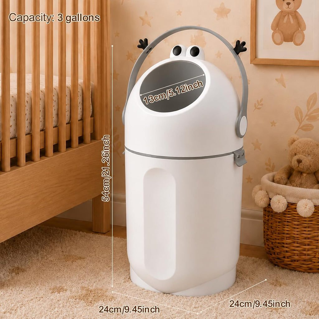 Odor-Locking Diaper Pail,Works with Regular Trash Bags (Grey and White)