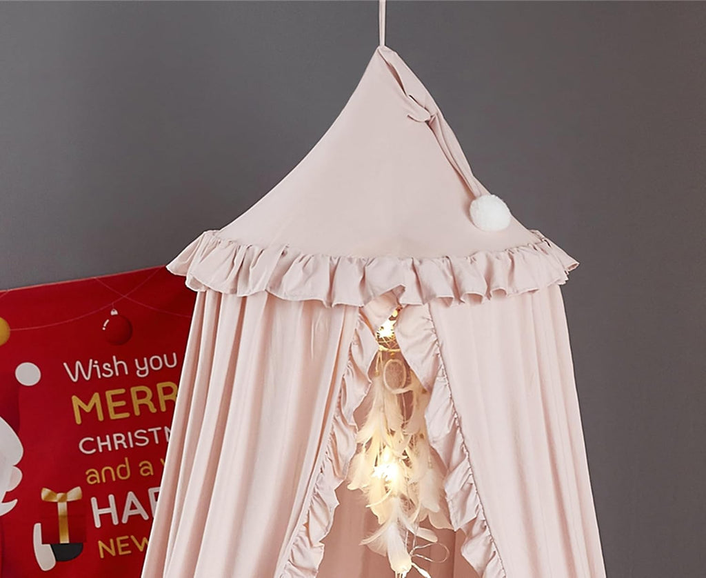 Bed Canopy for Girls,Princess Round Dome Dreamy Mosquito Net Bedding Girls Room Castle Play Tent Hanging House Decor