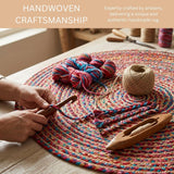 WeWove Hand Woven Area Rug 6 Feet Round - Jute Cotton Area Rug Rustic Farmhouse Boho Accent Rug