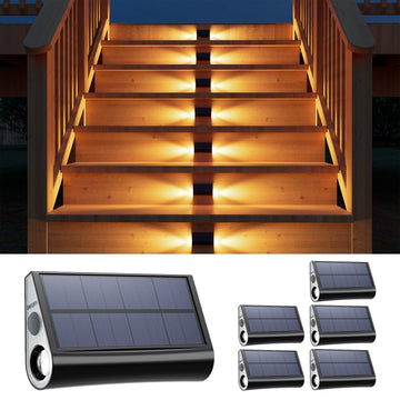 Solar Step Lights, Waterproof, Warm White Dual-Sided Glow