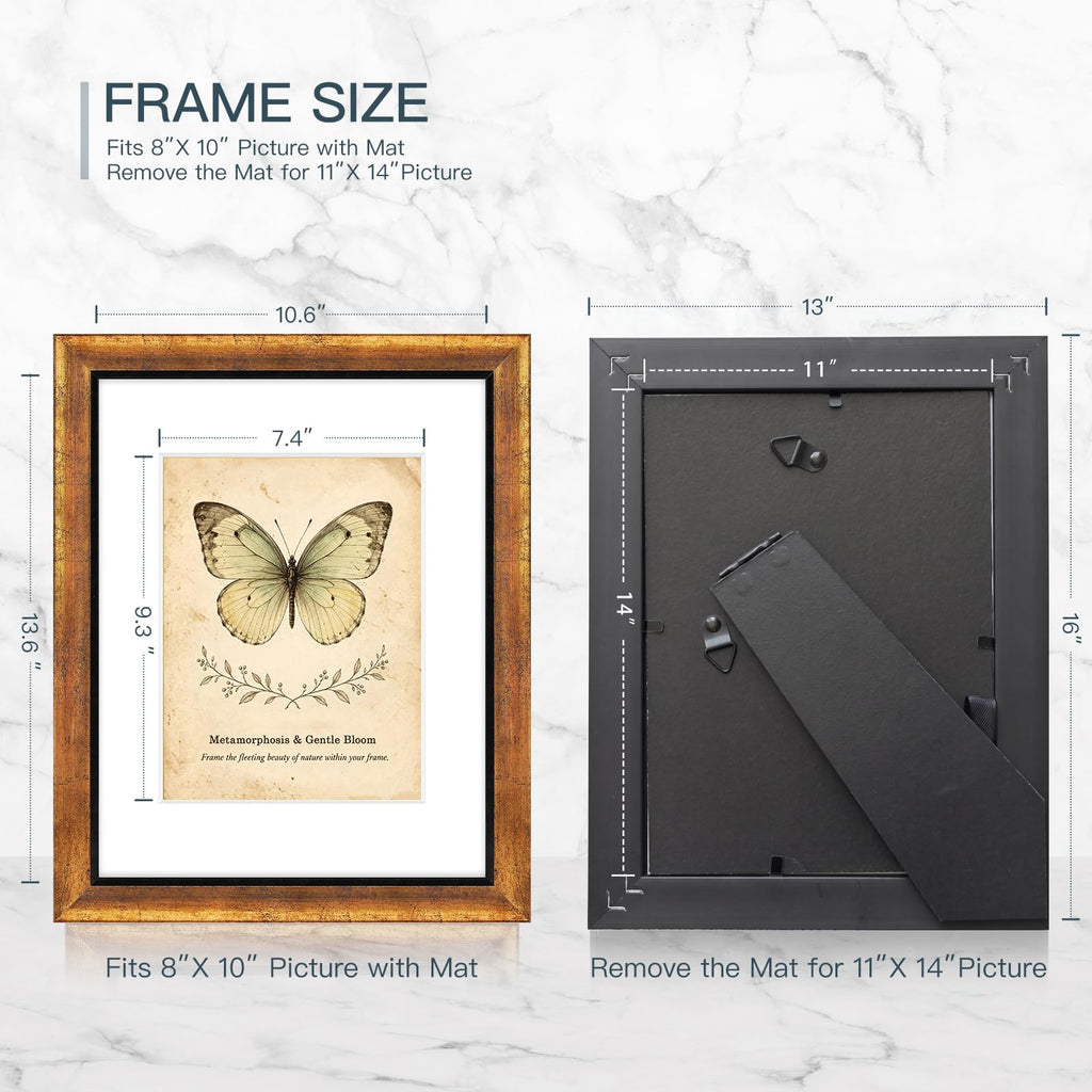 11x14 Picture Frames Set of 4, Rustic Retro Photo Frame(Multicolor)
