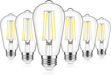 Vintage LED Edison Bulbs 60W Equivalent 850 Lumens, 6W Edison Light Bulb Daylight White 5000K, ST58 LED Filament Bulb