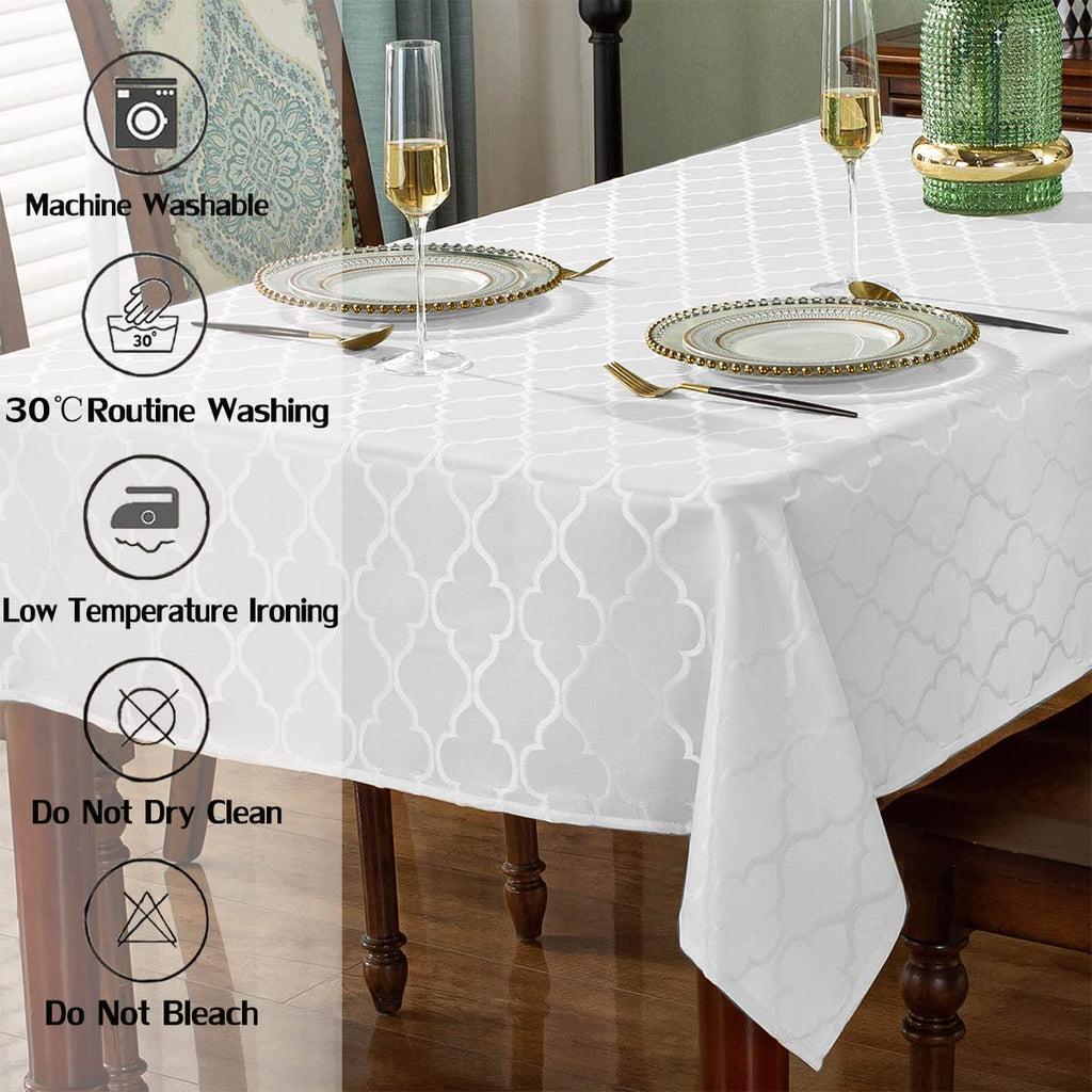 Jacquard Tablecloth Rectangle, White, 60" x 102"