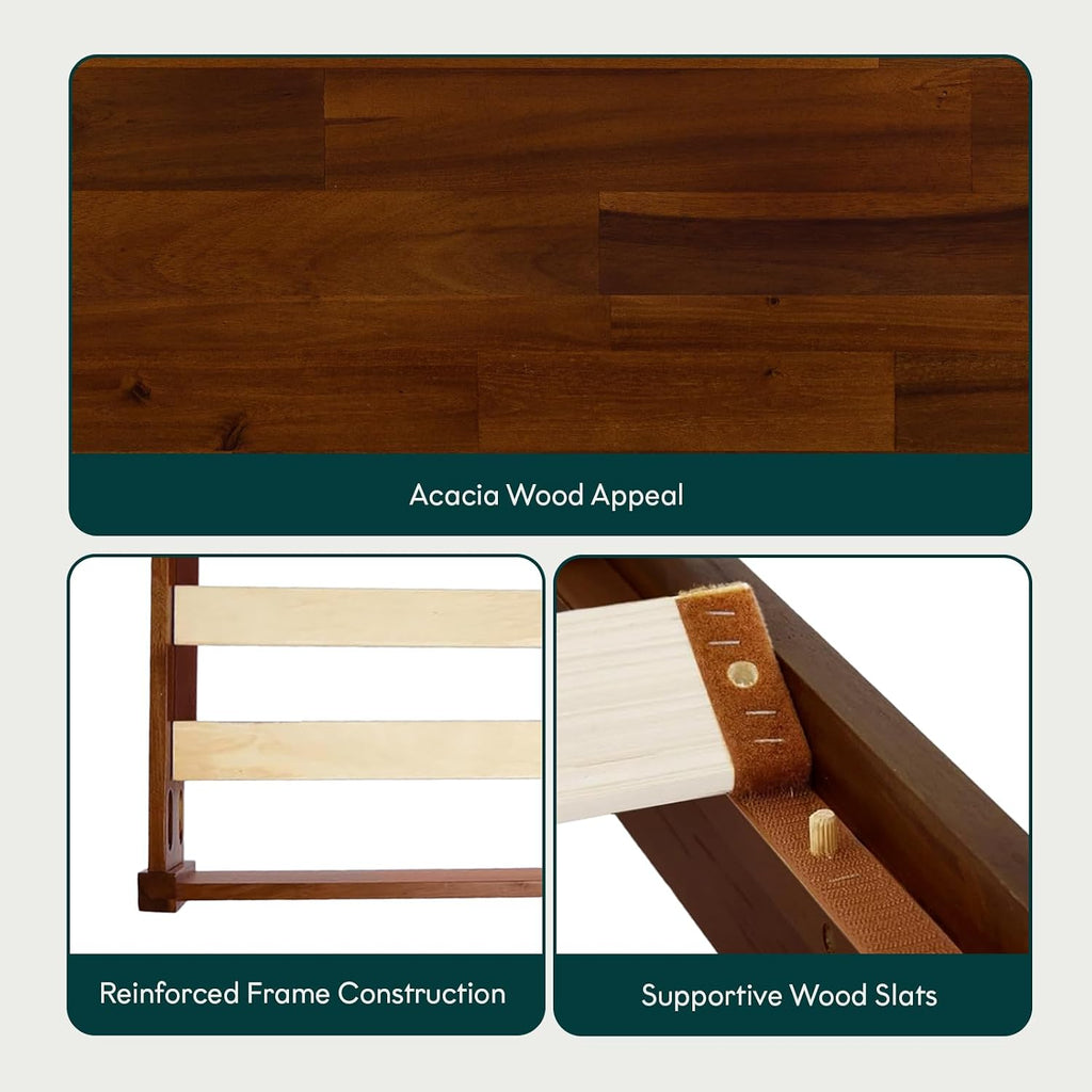 Dinkee 15" Solid Wood Platform Bed Frame Without Headboard - Japanese Joinery Bed Frame - Modern & Minimalist Style