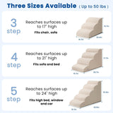 Dog Stairs for Small Dogs and Cats - 3 Step Pet Ramp for Couch & Sofa, Non-Slip Dog Steps for Pets, Washable Cover