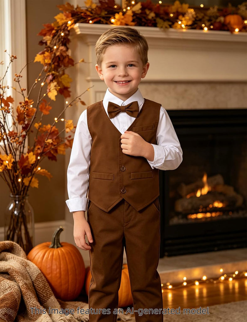 Toddler Boys Formal Clothes Suspender Outfit Dress Suit