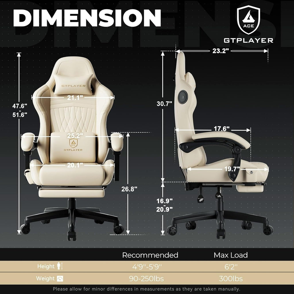 Gaming Chair with Speakers ACE-PRO, Computer Video Game Chairs with Footrest for Adults, Built-in Speakers, App