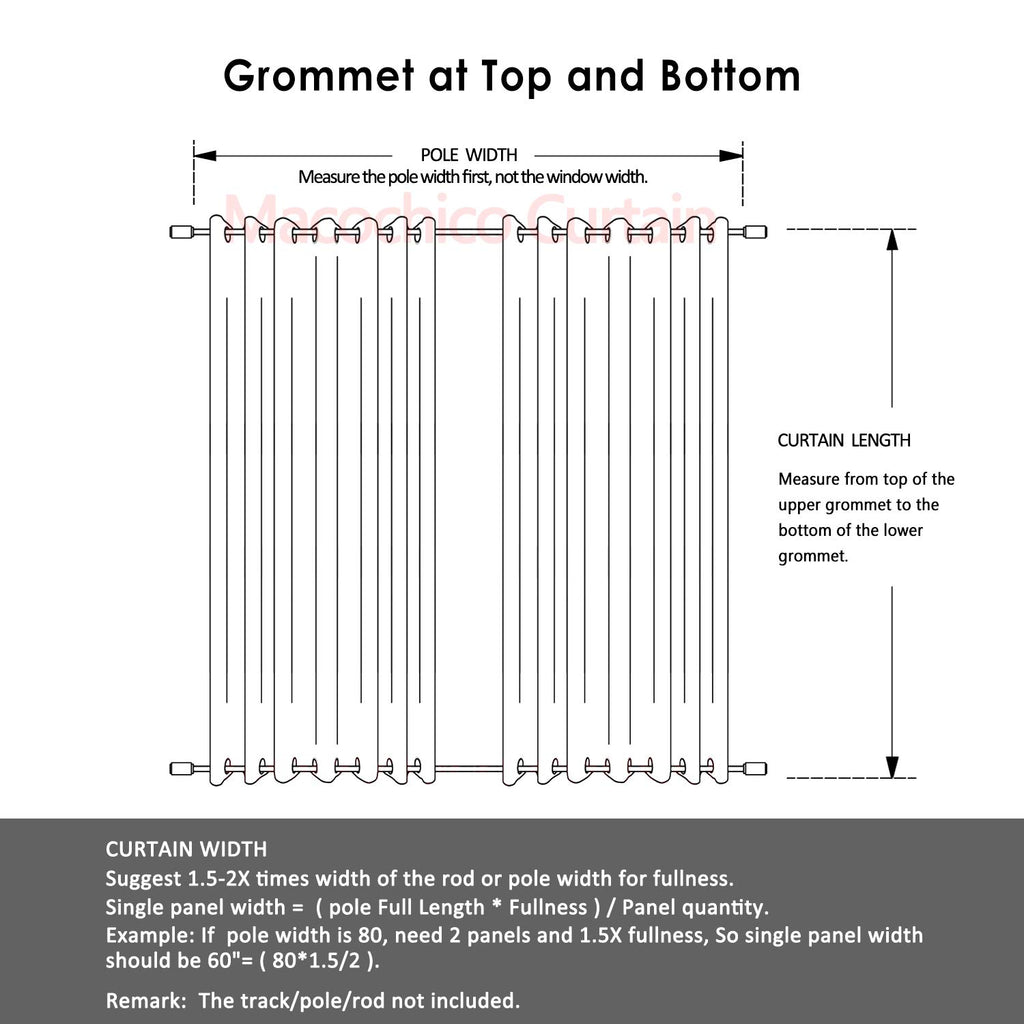 Outdoor Windproof Curtains Thermal Insulated Noise Reducing Lightproof Blackout Draperies Grommet at Top and Bottom
