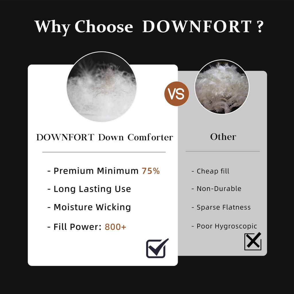 Goose Down Comforter Oversized King Size, Premium 100% Natural White Goose Down Duvet Insert, 800+ Fill Power, Extra