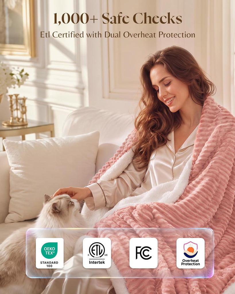 Ultrasoft Electric Blanket Throw: 3.5 LB Cozy 230 GSM Fluffy Plush
