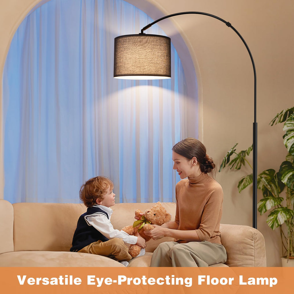 Dimmable Arc Floor Lamp with Remote, Color Temperatures Adjustable