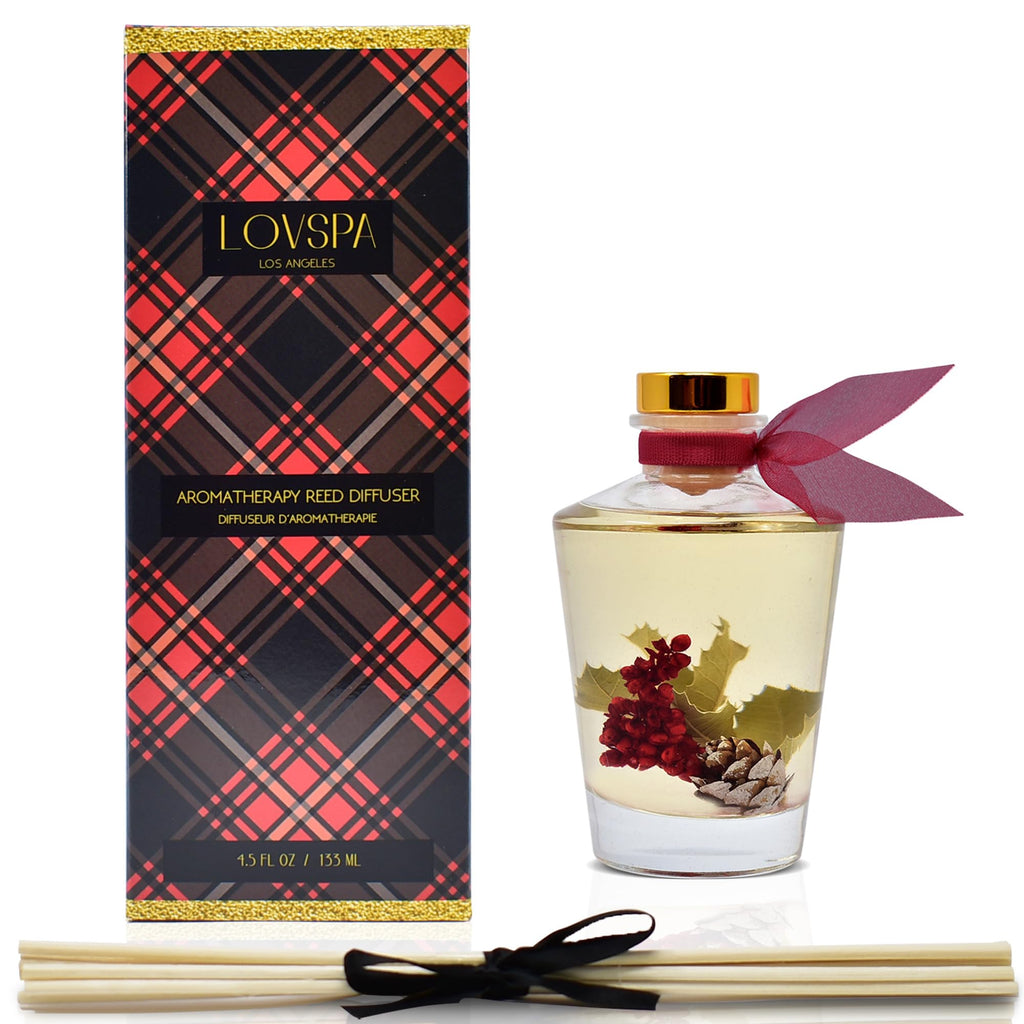 Reed Diffuser Set, Holiday Red Currant & Woods Scented Oil Diffuser with Sticks, Home Fragrance Accessories Shelf