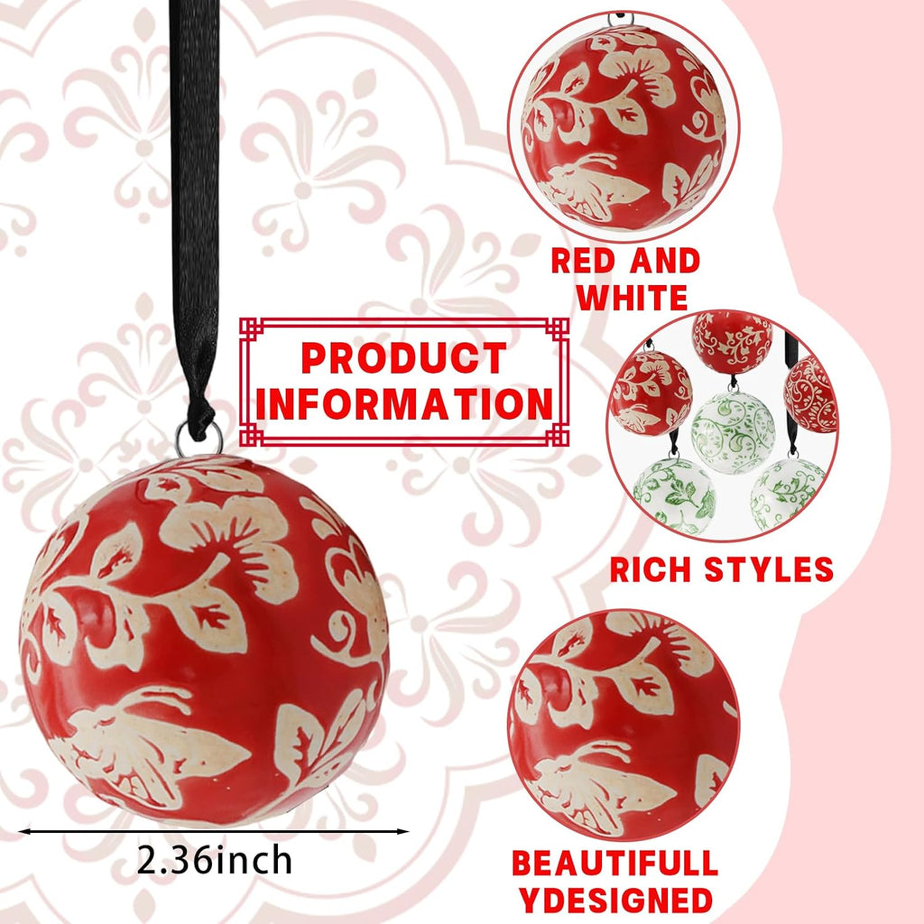 Red and White Decorative Balls - Balls Ceramics Decorative Chinoiserie Balls for Centerpiece Bowls Farmhouse - Set of 6