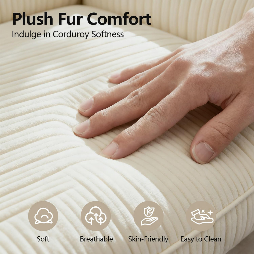 67" Oversized Chaise Lounge Chair Indoor, Soft Boneless Cloud Couch, Beige