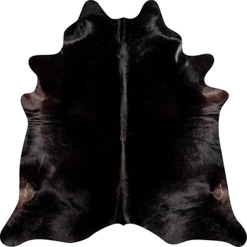 100% Genuine Brazilian Cowhide Rug - Black Natural - Luxury Cowskin Leather Area Rug Décor 7 x 6 feet