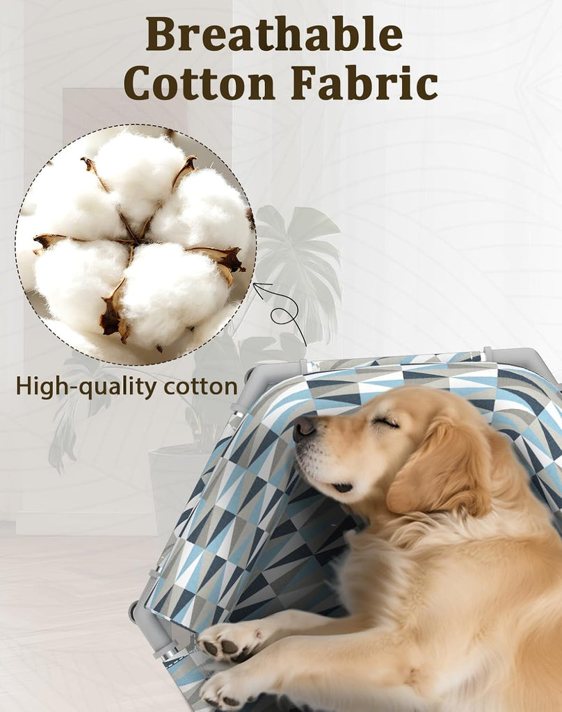 Elevated Dog Bed with Bolster, Raised Cooling Orthopedic Dogs Cot Medium