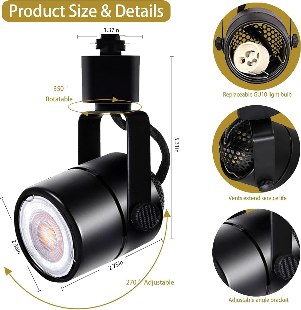 Track Lighting Heads with GU10 3CCT Adjustable Black 12 Heads