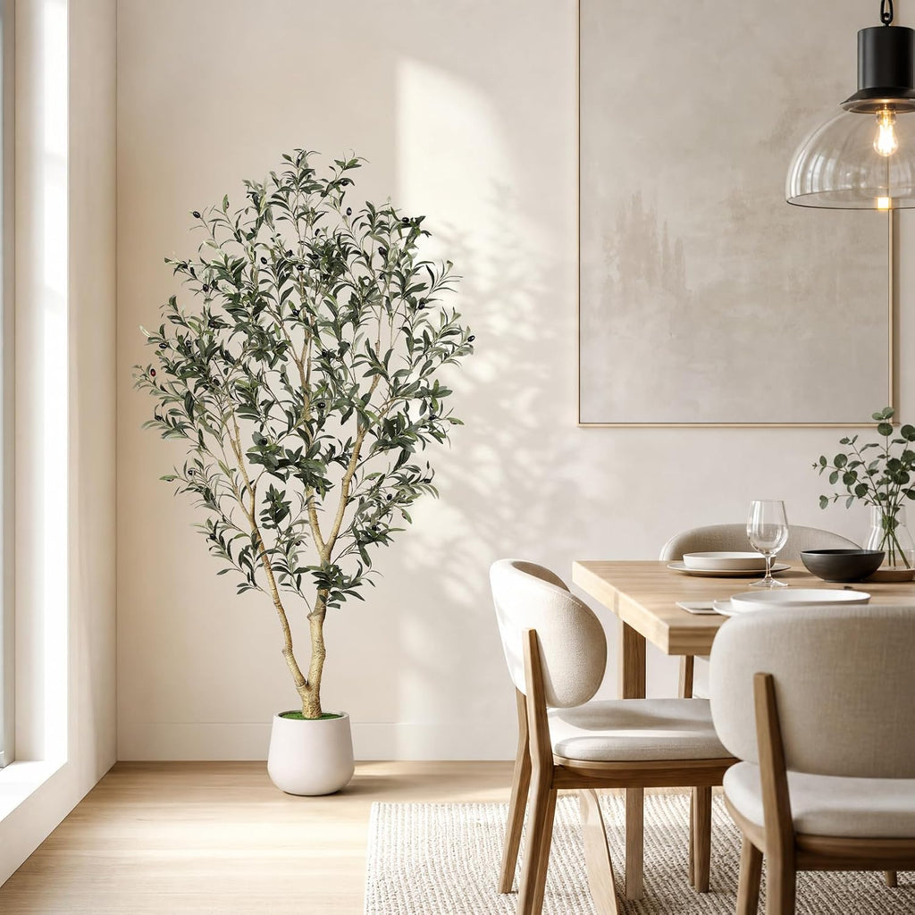 6FT Artificial Olive Tree with Pot & Slender Multi-Branch Design