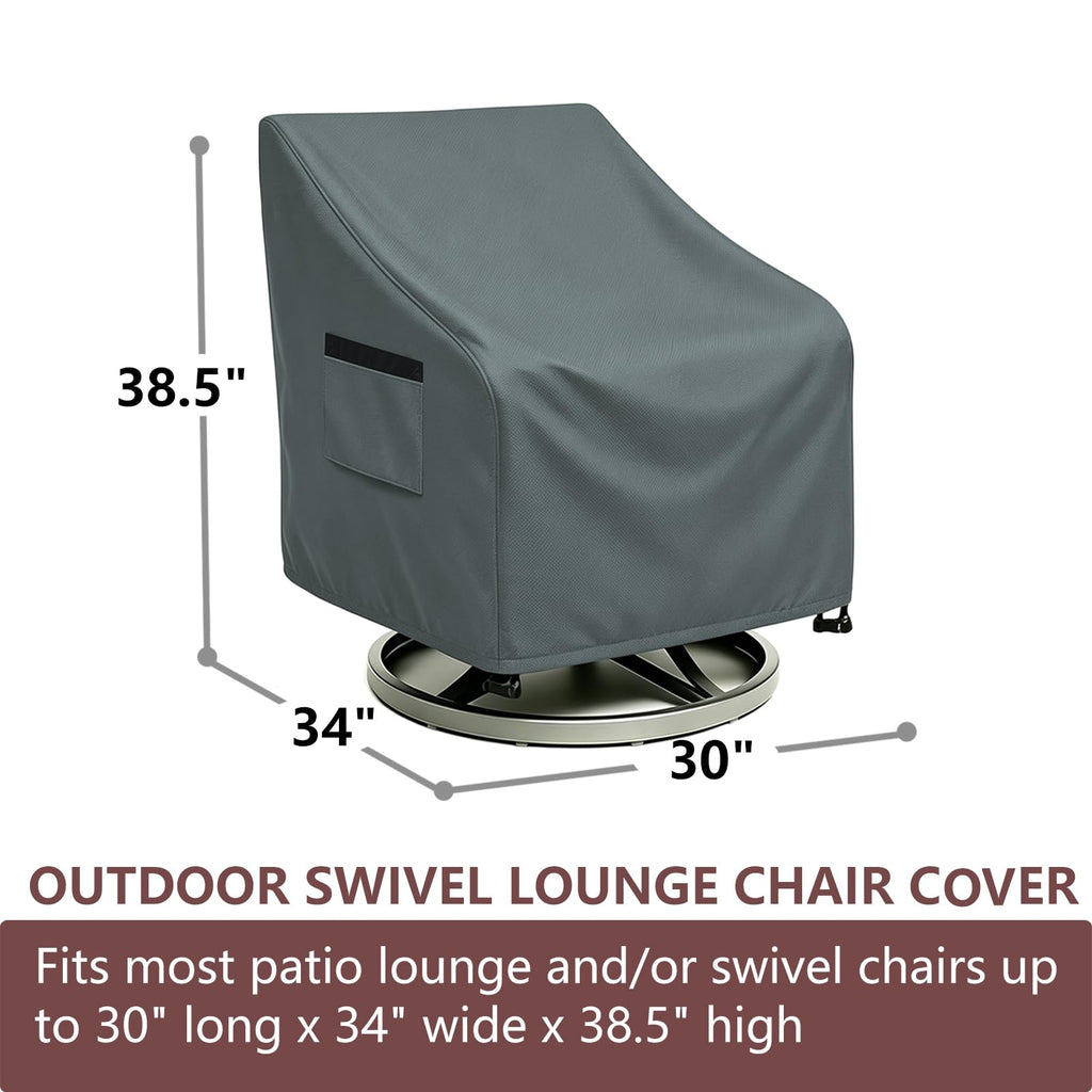 Outdoor Swivel Lounge Chair Cover 4 Pack, (30 L x 34 W x 38.5 H inches) Waterproof Heavy Duty Outdoor Chair Covers