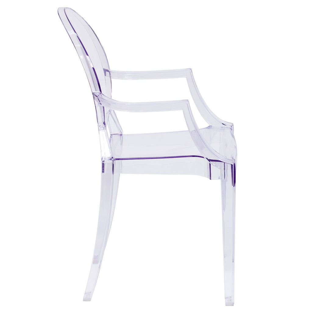 Ghost Chair with Arms, Transparent Crystal