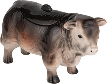 Vintage Ceramic Cow Cookie Jar, Black and Brown