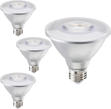 PAR30 LED Long Neck Reflector Flood Light Bulb Silver Finish 10W (75W Equivalent) 800 Lumen 2700K Warm White Dimmable