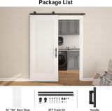36''x84'' Sliding Barn Door, 1 Panel Reeded White Primed Sliding Closet Door with Matte Black 6FT Ha