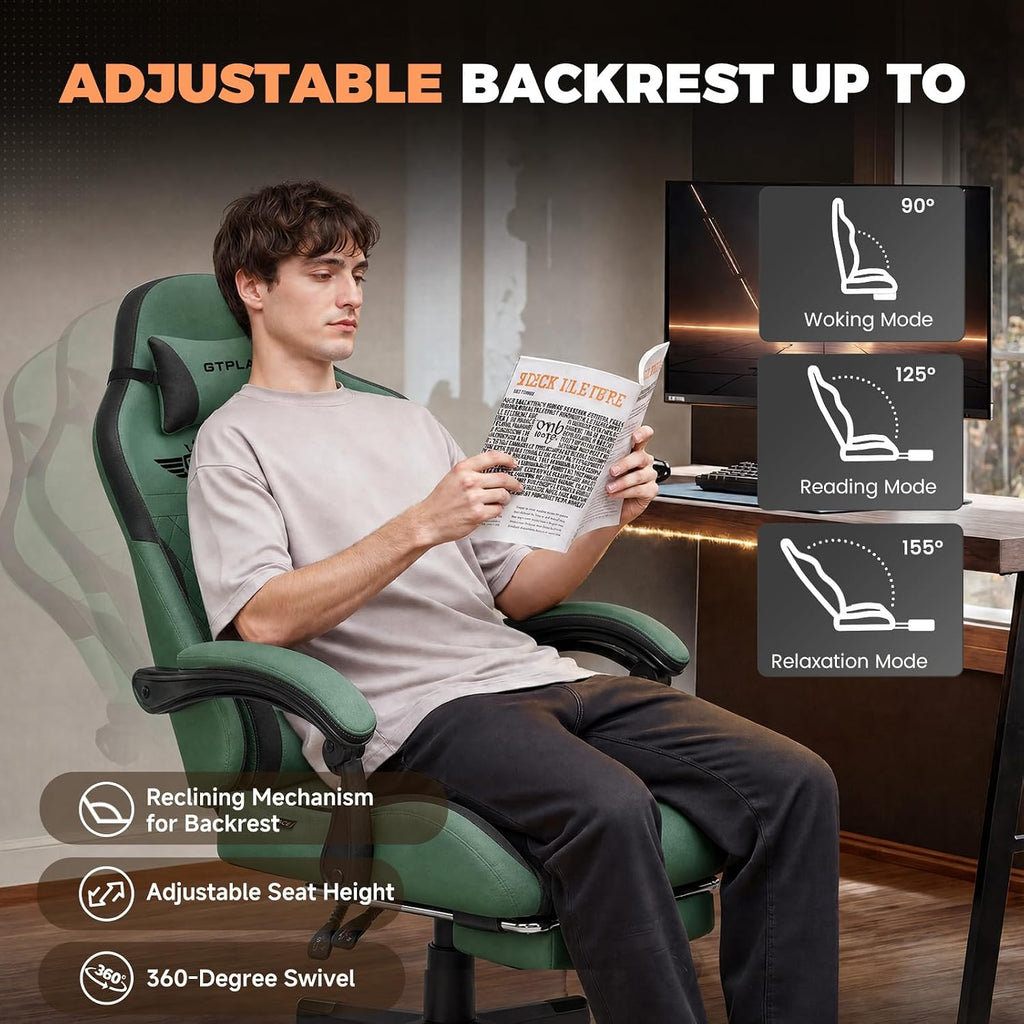 Gaming Chair with Footrest, Ergonomic Office Chair 400lbs Heavy Duty, Big and Tall Computer Desk Chair with Lumbar