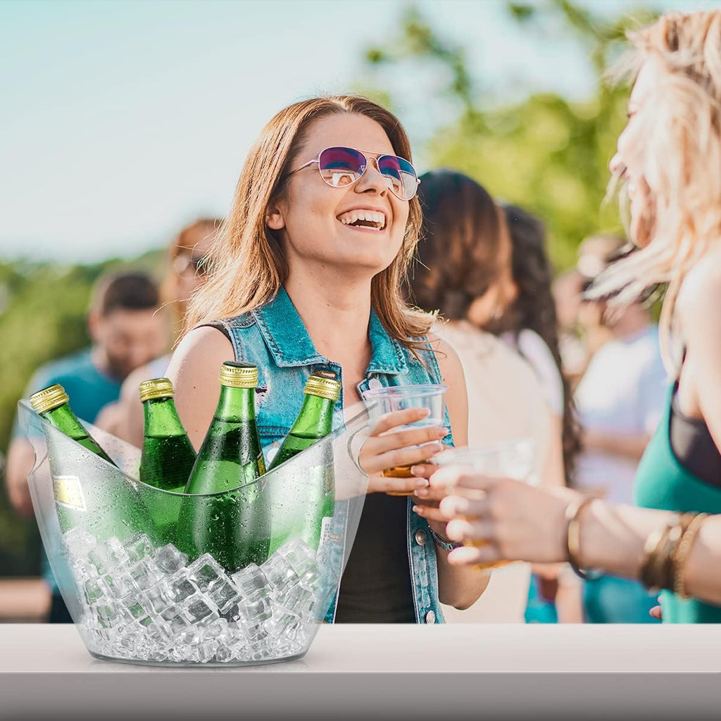 Ice Bucket for Parties or Bar, 3.5 Liter Clear Plastic Drink Tub
