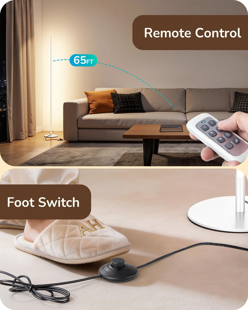 2 Pack 57.5" Floor Lamps with Remote, Stepless Dimmable & 7 CCT