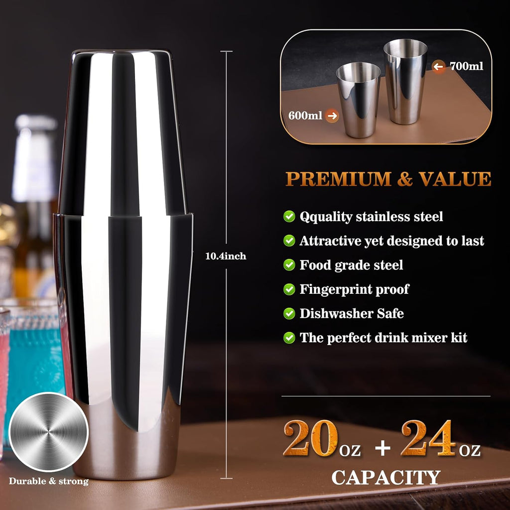Cocktail Shaker Bartender Kit, Bar Tool with Acrylic Stand - Set of 15