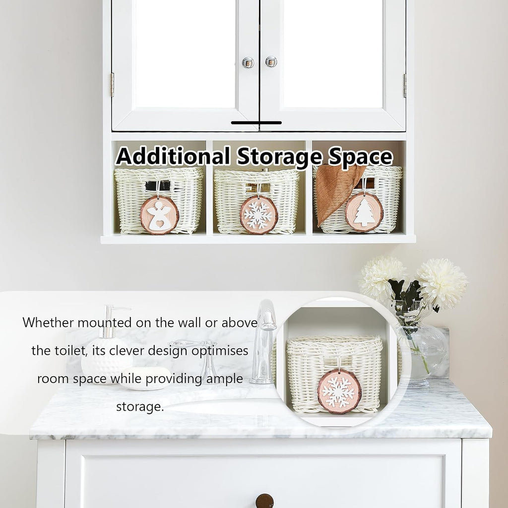 Medicine Cabinet, Bathroom Organiser, Wall Mounted Bathroom Cabinet with Mirror with 2 Adjustable Shelves and 3