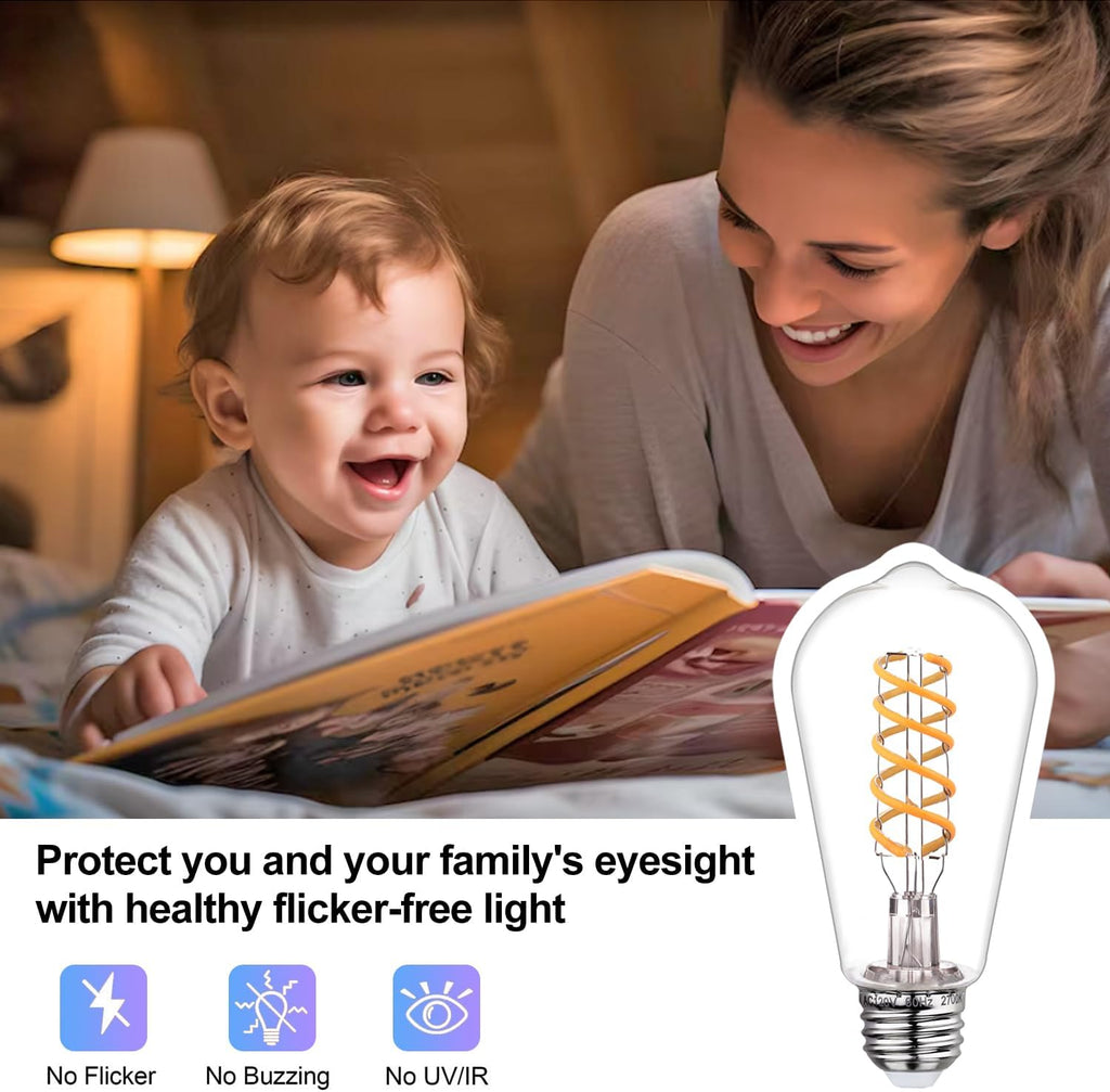 Vintage LED Edison Bulbs 60W Equivalent- ST58/ST19 6W E26 Dimmable Light Bulbs, 2700K Filament Decorative