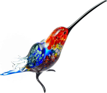 Hummingbird Figurine Hand Blown Art Glass Murano Miniature Animals Birds Collection Glass Blown Sculpture Glass