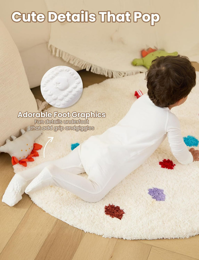 Organic Cotton Baby Footie Pajamas with Two-Way Zipper & Mittens