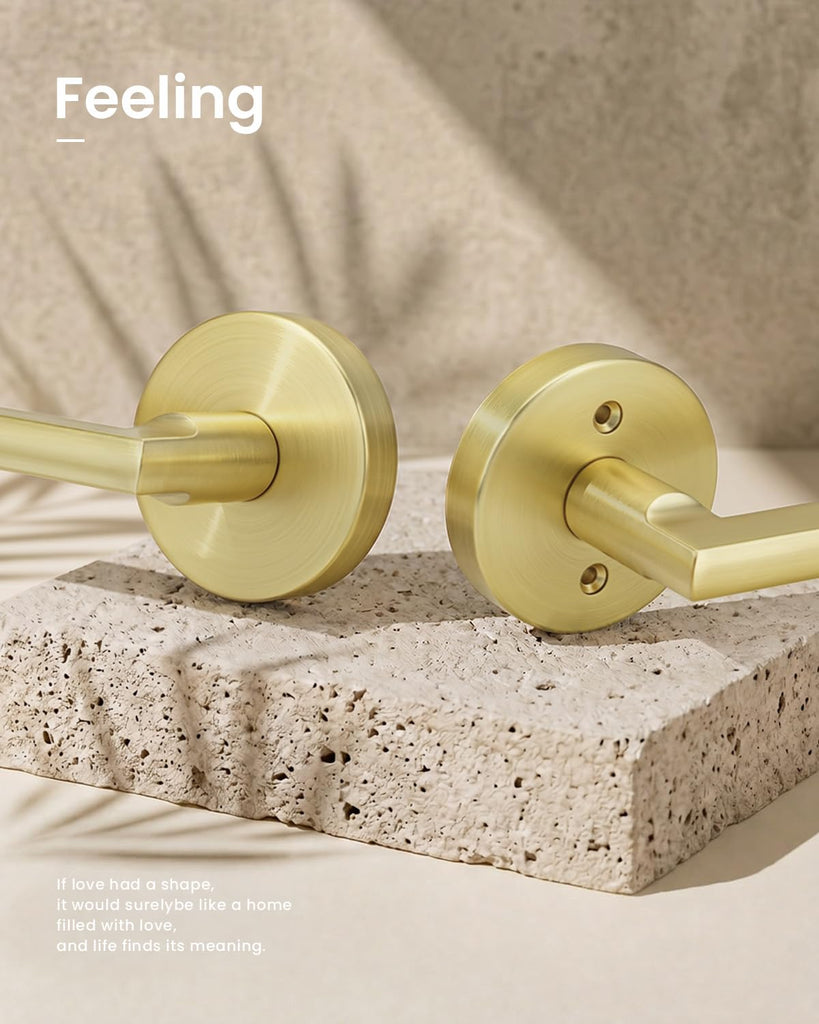 Brushed Gold Closet Door Handles Interior Passage Door Handle 6 Pack