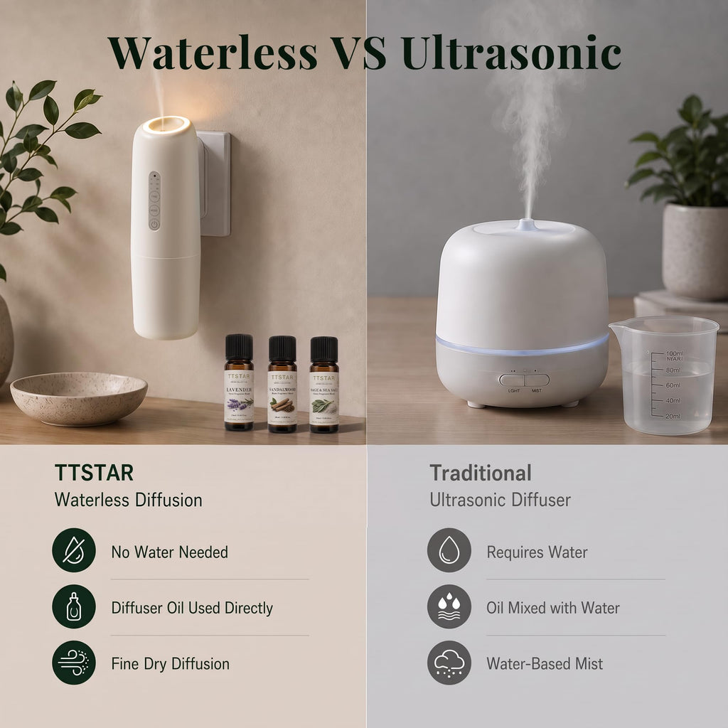 Wall Plug-In Waterless Diffuser with App Control, 3 Fragrance Oils