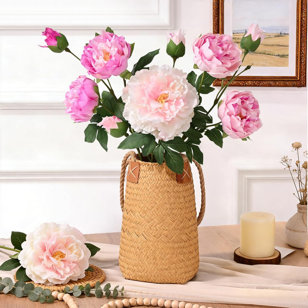 Bouquets Peonies Artificial Flowers with 22'' Long Stems, Latex Real Touch Faux Peony Flowers, Fake Peonies Bouquet - Set of 3
