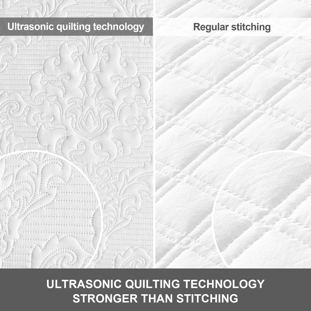 White Quilt California King - Ultrasonic Summer Bedspread California King, Soft Lightweight Coverlet Bedding Set, 3