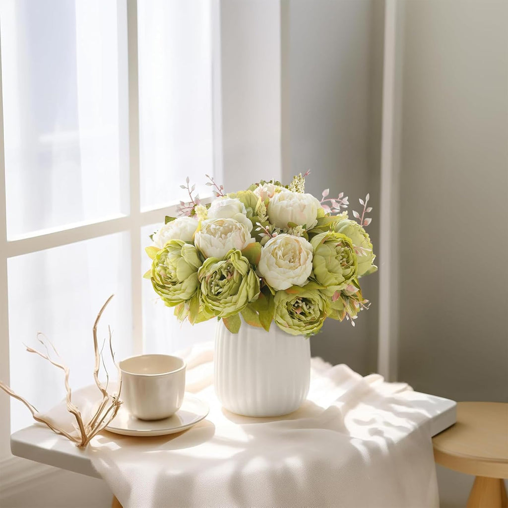 Peonies Artificial Flowers, 13 Stems Faux Peonies Real Touch 2 Pack - Set of 2