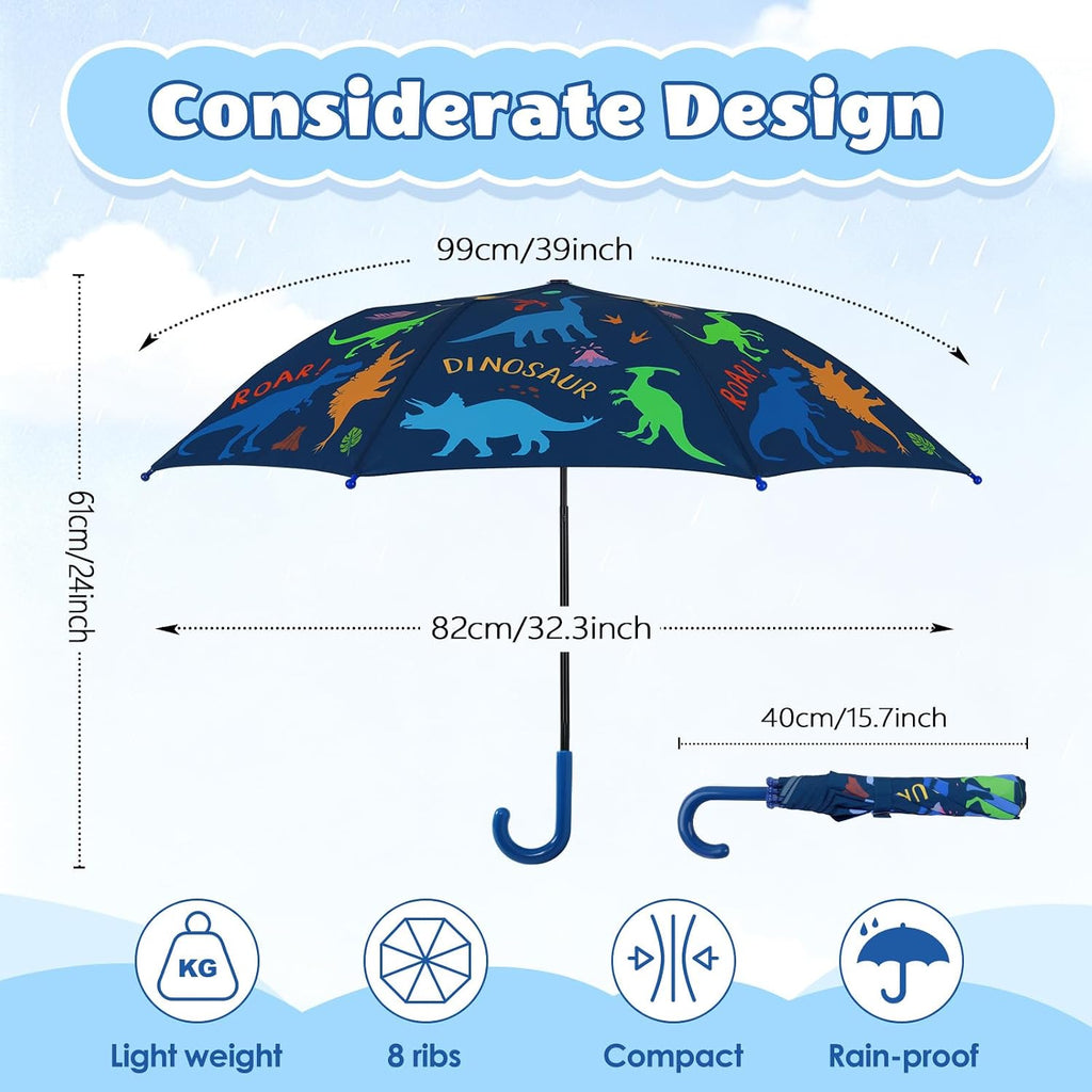 Kids Umbrella Portable Stick Umbrella Easy Push/Pull for Little Boys Girls