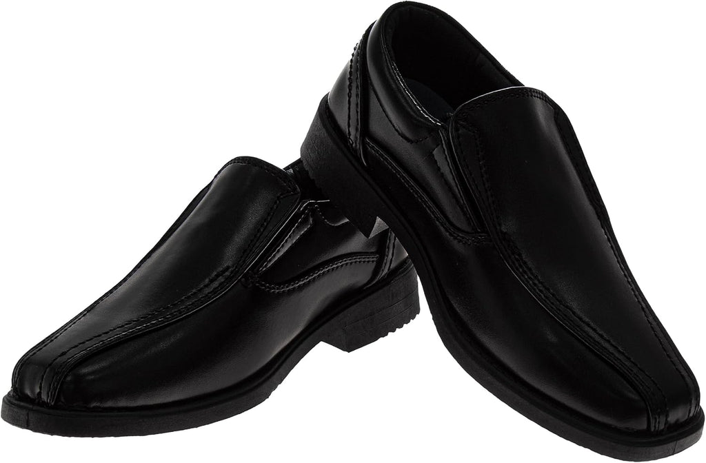 Kids Classic Slip-On Loafers Faux Leather Dress School Shoes for Boys- Toddler Little Kid Big Kid