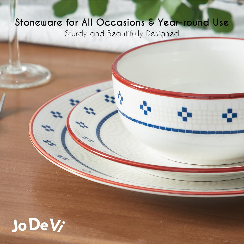 Dinnerware Sets for 8, 24-Piece Stoneware Plates and Bowls Sets for 8 Everyday Dishware Sets for 8, Microwave Safe
